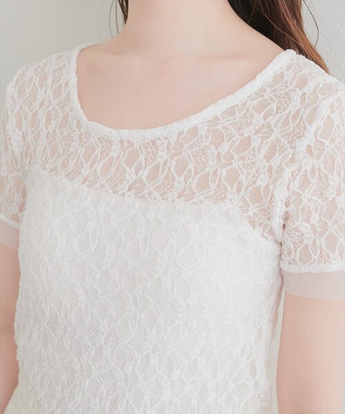 natural couture（ナチュラルクチュール）の「ストレッチレース半袖T（Tシャツ/カットソー・レディース・アイボリー/オフホワイト/ブラック・FREE）」の16枚目の写真