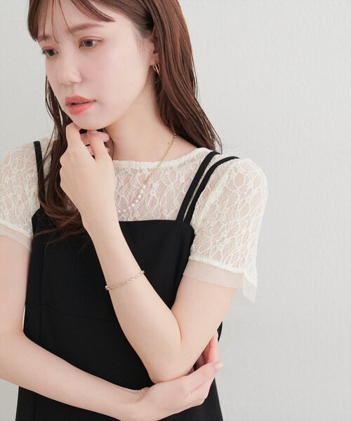 natural couture（ナチュラルクチュール）の「ストレッチレース半袖T（Tシャツ/カットソー・レディース・アイボリー/オフホワイト/ブラック・FREE）」の21枚目の写真
