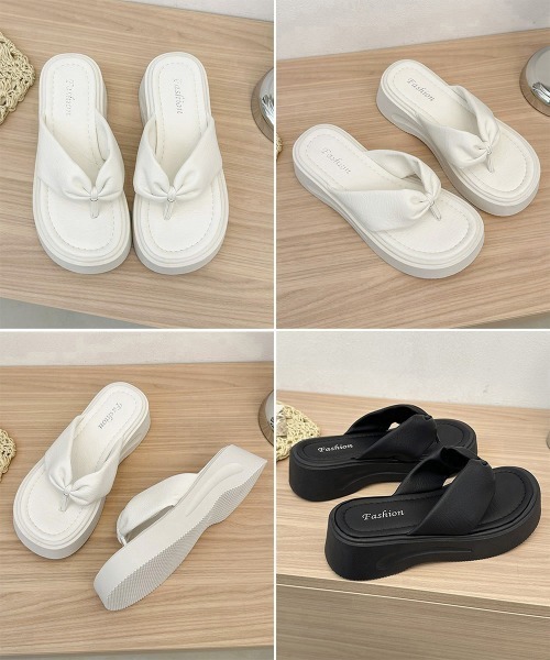 Miniministore(ミニミニストア)の「厚底トングサンダルリボンモチーフミュール(サンダル・レディース・ブラック/ホワイト・24.5cm/23.0cm/22.5cm/24.0cm/23.5cm)」の19枚目の写真