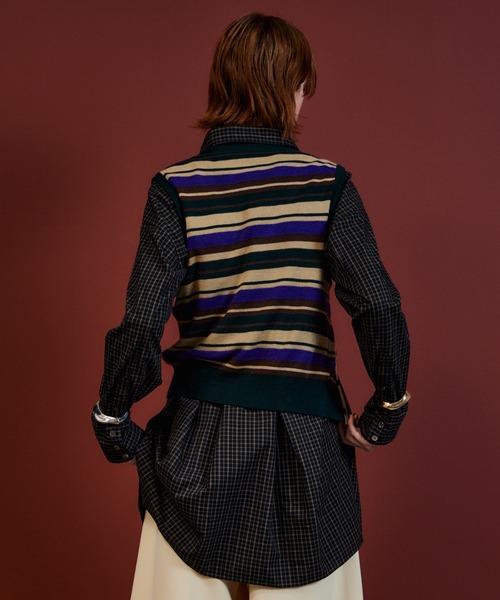 MAISON SPECIAL（メゾンスペシャル）の「Multi-Border Knit Vest/マルチボーダーニットベスト（ニット/セーター・レディース・レッド/ブラック/グリーン・FREE）」の8枚目の写真