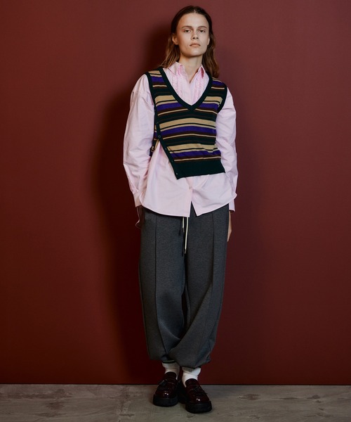 MAISON SPECIAL（メゾンスペシャル）の「Multi-Border Knit Vest/マルチボーダーニットベスト（ニット/セーター・レディース・レッド/ブラック/グリーン・FREE）」の4枚目の写真