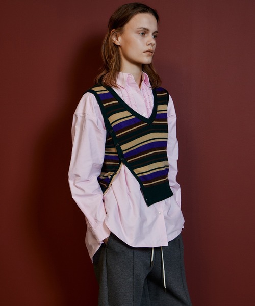 MAISON SPECIAL（メゾンスペシャル）の「Multi-Border Knit Vest/マルチボーダーニットベスト（ニット/セーター・レディース・レッド/ブラック/グリーン・FREE）」の10枚目の写真