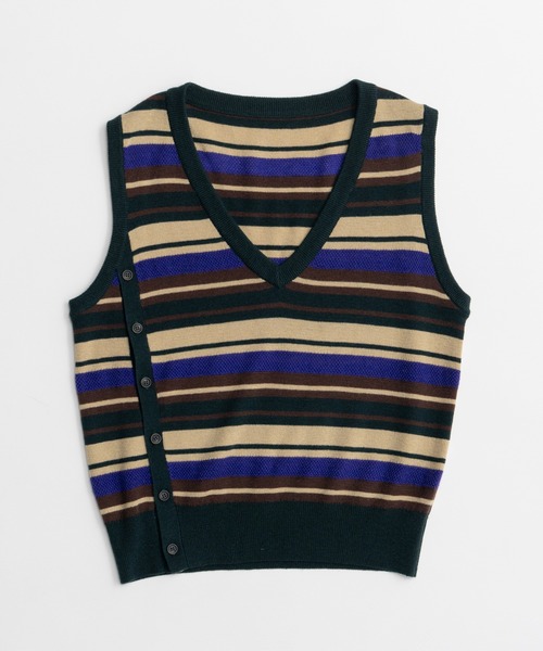 MAISON SPECIAL（メゾンスペシャル）の「Multi-Border Knit Vest/マルチボーダーニットベスト（ニット/セーター・レディース・レッド/ブラック/グリーン・FREE）」の22枚目の写真