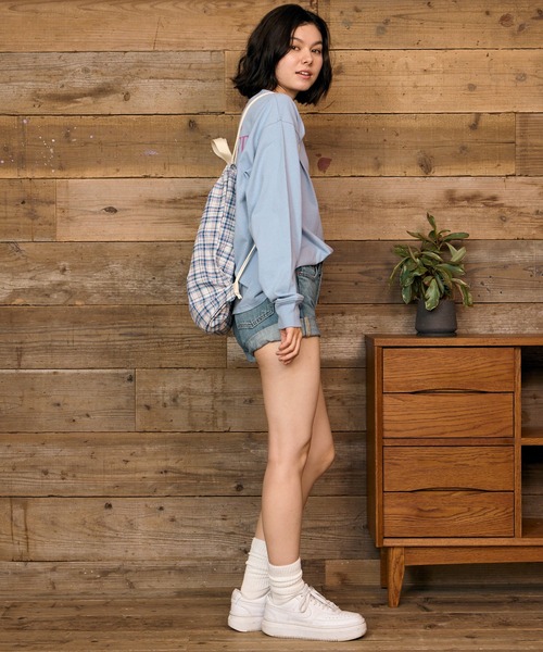 RIKKA FEMME（リッカファム）の「RIKKA FEMME/リッカファム チェックロゴナップサック バック RFA6F-0101（エコバッグ/サブバッグ・レディース・アイボリー/レッド/ベージュ/ネイビー・ONE）」の11枚目の写真