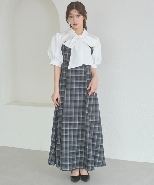 Ambre Neige(アンブルネージュ)の「bow tie lace up docking dress / ボウタイレースアップドッキングワンピース(ワンピース・レディース・ベージュ/ブラック系その他/ダークブラウン・FREE)」の12枚目の写真