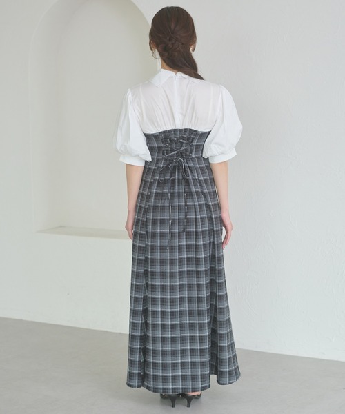 Ambre Neige(アンブルネージュ)の「bow tie lace up docking dress / ボウタイレースアップドッキングワンピース(ワンピース・レディース・ベージュ/ブラック系その他/ダークブラウン・FREE)」の13枚目の写真