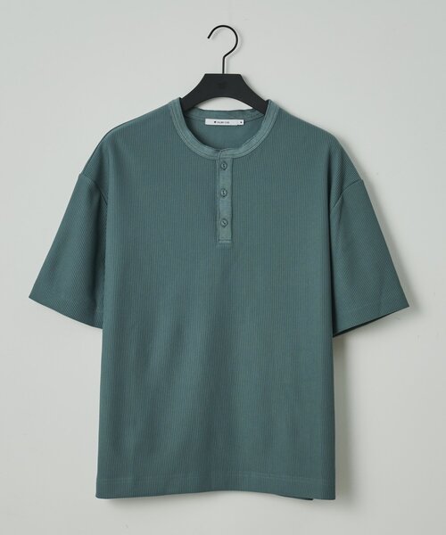 COLONY 2139(コロニートゥーワンスリーナイン)の「カットリブ半袖ヘンリーネック(Tシャツ/カットソー・メンズ・グレー/ブラック/ホワイト・LARGE/MEDIUM)」の1枚目の写真