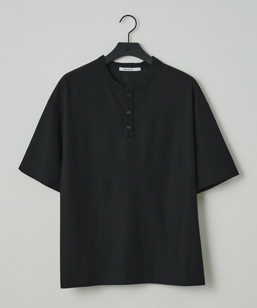COLONY 2139(コロニートゥーワンスリーナイン)の「カットリブ半袖ヘンリーネック(Tシャツ/カットソー・メンズ・グレー/ブラック/ホワイト・LARGE/MEDIUM)」の3枚目の写真