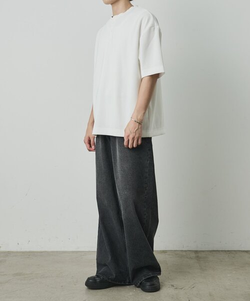 COLONY 2139(コロニートゥーワンスリーナイン)の「カットリブ半袖ヘンリーネック(Tシャツ/カットソー・メンズ・グレー/ブラック/ホワイト・LARGE/MEDIUM)」の21枚目の写真