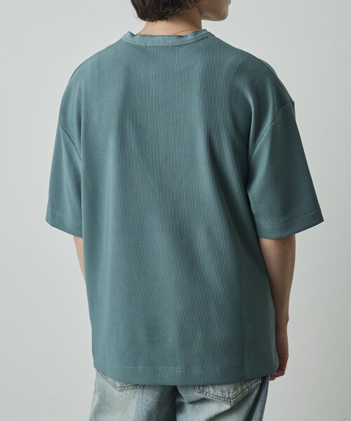 COLONY 2139(コロニートゥーワンスリーナイン)の「カットリブ半袖ヘンリーネック(Tシャツ/カットソー・メンズ・グレー/ブラック/ホワイト・LARGE/MEDIUM)」の4枚目の写真