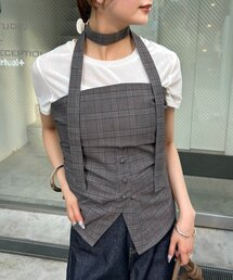 チョーカー付きチェックベアビスチェ