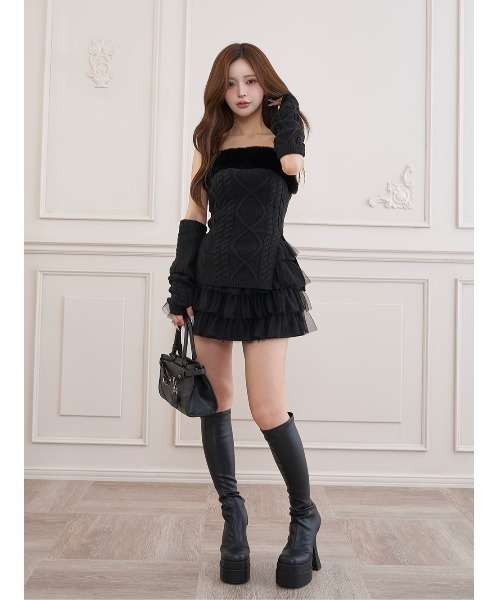Darich(ダーリッチ)の「レーストラックチュールスカートセットアップ(セットアップ・レディース・ブラック/ピンクベージュ/グレー・FREE)」の8枚目の写真