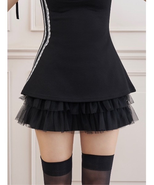 Darich(ダーリッチ)の「レーストラックチュールスカートセットアップ(セットアップ・レディース・ブラック/ピンクベージュ/グレー・FREE)」の17枚目の写真
