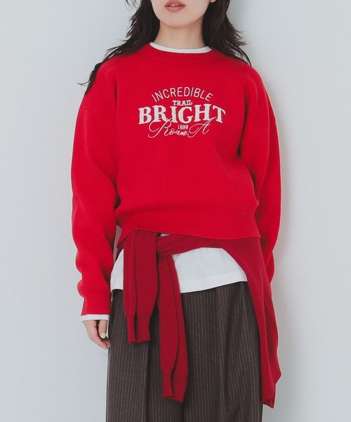 BEAMS HEART(ビームスハート)の「刺繍 ニット プルオーバー(ニット/セーター・レディース・レッド/ホワイト系その他5/ライトグレー・FREE)」の1枚目の写真