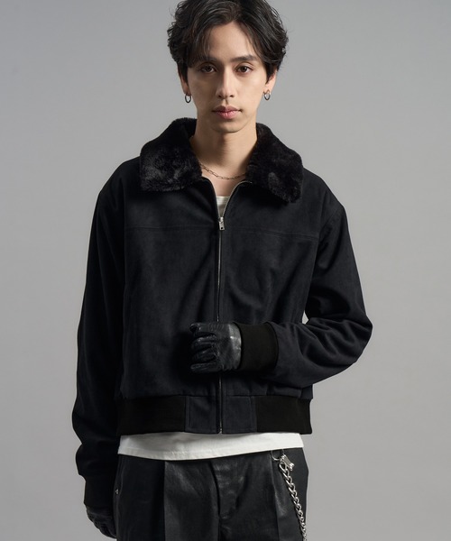 LANDNESS(ランドネス)の「【LANDNESS/ランドネス】2WAY Faux Suede Fur Collar Jacket/2WAYフェイクスウェードファーカラージャケット(ブルゾン・メンズ・ブラック/ブラウン・M/L)」の1枚目の写真