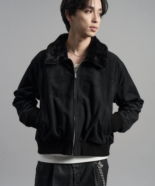 LANDNESS(ランドネス)の「【LANDNESS/ランドネス】2WAY Faux Suede Fur Collar Jacket/2WAYフェイクスウェードファーカラージャケット(ブルゾン・メンズ・ブラック/ブラウン・M/L)」の4枚目の写真