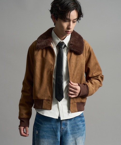 LANDNESS(ランドネス)の「【LANDNESS/ランドネス】2WAY Faux Suede Fur Collar Jacket/2WAYフェイクスウェードファーカラージャケット(ブルゾン・メンズ・ブラック/ブラウン・M/L)」の21枚目の写真