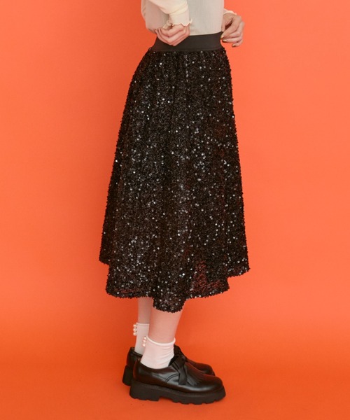 manana suerte(マニャーナスエルテ)の「スパングルスカート(スカート・レディース・グリーン/ブラック・FREE)」の12枚目の写真