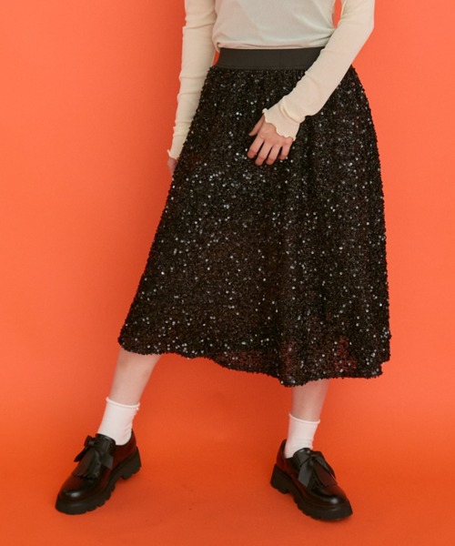 manana suerte(マニャーナスエルテ)の「スパングルスカート(スカート・レディース・グリーン/ブラック・FREE)」の10枚目の写真