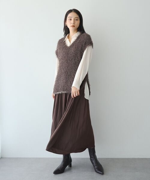 YECCA VECCA(イェッカヴェッカ)の「サテンギャザーパンツ(その他パンツ・レディース・ネイビー/ブラウン・FREE)」の8枚目の写真
