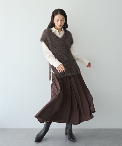 YECCA VECCA(イェッカヴェッカ)の「サテンギャザーパンツ(その他パンツ・レディース・ネイビー/ブラウン・FREE)」の9枚目の写真