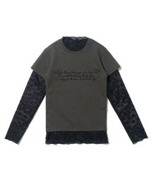 スタシースルーロングスリーブレイヤードシークレット半袖Tシャツセット(ブラック/チャコール)