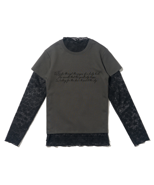 CARGOBROS FOR WOMAN(カーゴブロスフォーウィメン)の「スタシースルーロングスリーブレイヤードシークレット半袖Tシャツセット(ブラック/チャコール)(Tシャツ/カットソー・レディース・その他・FREE)」の1枚目の写真