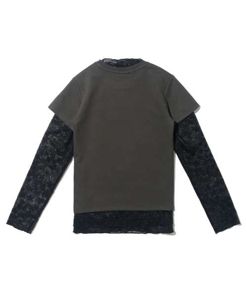 CARGOBROS FOR WOMAN(カーゴブロスフォーウィメン)の「スタシースルーロングスリーブレイヤードシークレット半袖Tシャツセット(ブラック/チャコール)(Tシャツ/カットソー・レディース・その他・FREE)」の5枚目の写真