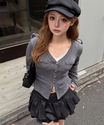 VネックナポレオンロングTシャツ/カーディガン