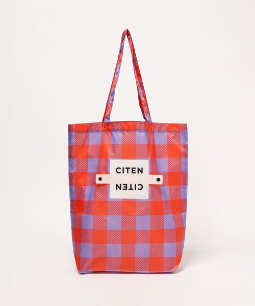 CITEN(シテン)の「<CITEN>くるくるパッチンブロックチェック(エコバッグ/サブバッグ・レディース・ケリーグリーン/ライラック・FREE)」の2枚目の写真