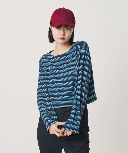 NICE WEATHER(ナイスウェザー)の「<NICE WEATHER>マルチボーダー ショートロングスリーブ Tシャツ(Tシャツ/カットソー・レディース・ダークグレー/ネイビー・FREE)」の5枚目の写真