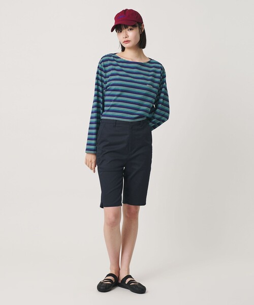 NICE WEATHER(ナイスウェザー)の「<NICE WEATHER>マルチボーダー ショートロングスリーブ Tシャツ(Tシャツ/カットソー・レディース・ダークグレー/ネイビー・FREE)」の7枚目の写真