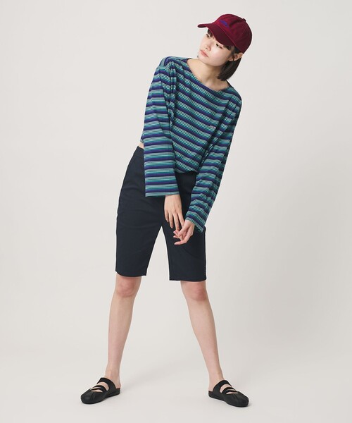 NICE WEATHER(ナイスウェザー)の「<NICE WEATHER>マルチボーダー ショートロングスリーブ Tシャツ(Tシャツ/カットソー・レディース・ダークグレー/ネイビー・FREE)」の8枚目の写真