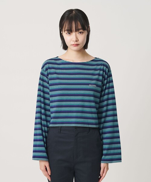 NICE WEATHER(ナイスウェザー)の「<NICE WEATHER>マルチボーダー ショートロングスリーブ Tシャツ(Tシャツ/カットソー・レディース・ダークグレー/ネイビー・FREE)」の9枚目の写真