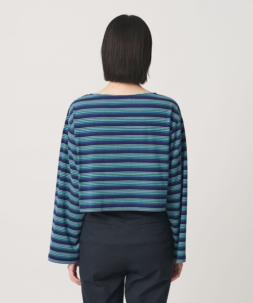 NICE WEATHER(ナイスウェザー)の「<NICE WEATHER>マルチボーダー ショートロングスリーブ Tシャツ(Tシャツ/カットソー・レディース・ダークグレー/ネイビー・FREE)」の11枚目の写真