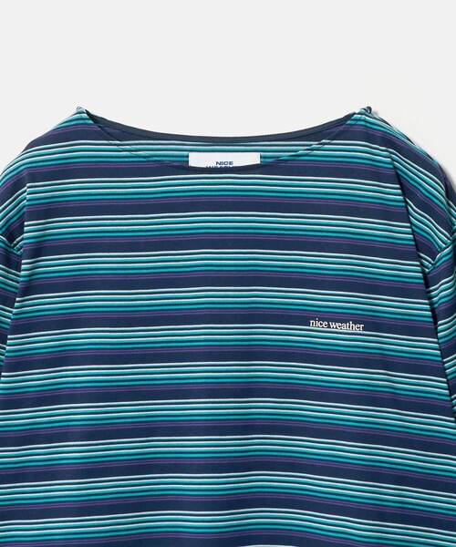 NICE WEATHER(ナイスウェザー)の「<NICE WEATHER>マルチボーダー ショートロングスリーブ Tシャツ(Tシャツ/カットソー・レディース・ダークグレー/ネイビー・FREE)」の14枚目の写真