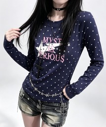 ドット柄スタープリントロングTシャツ
