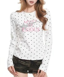 ドット柄スタープリントロングTシャツ