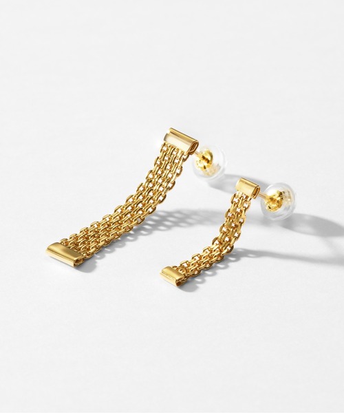 Jewel closet by L&Co.(ジュエルクローゼットバイエルアンドコー)の「K18 ビスマルク チェーン ピアス(L)(ピアス(両耳用)・レディース・イエローゴールド・FREE)」の6枚目の写真