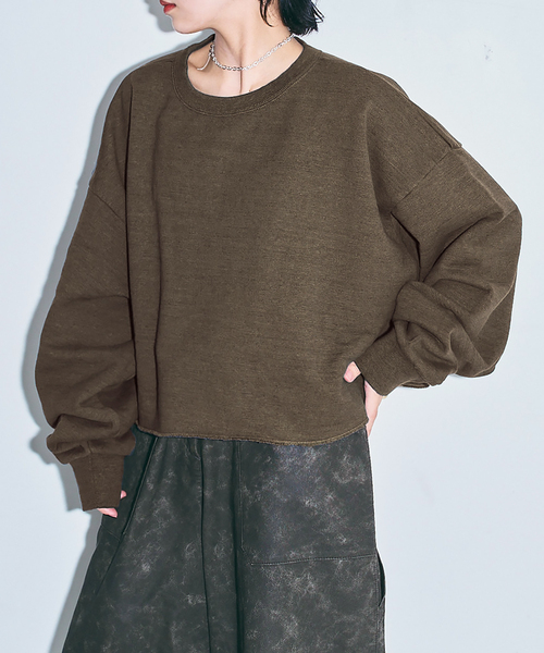 CITYSHOP(シティーショップ)の「SHORT WIDE スウェット(スウェット・レディース・チャコールグレー/ホワイト/ブラウン系その他・FREE)」の4枚目の写真