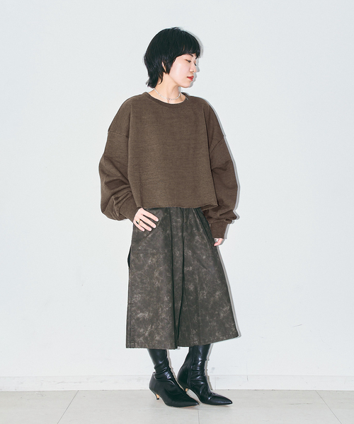 CITYSHOP(シティーショップ)の「SHORT WIDE スウェット(スウェット・レディース・チャコールグレー/ホワイト/ブラウン系その他・FREE)」の5枚目の写真