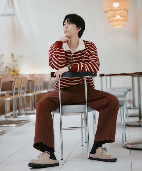 GCLIP(ジクリップ)の「カーブド切替ライン ワイドチノパンツ_ブラウン(その他パンツ・メンズ・ブラウン・26/38/36/34/32/30/28)」の10枚目の写真