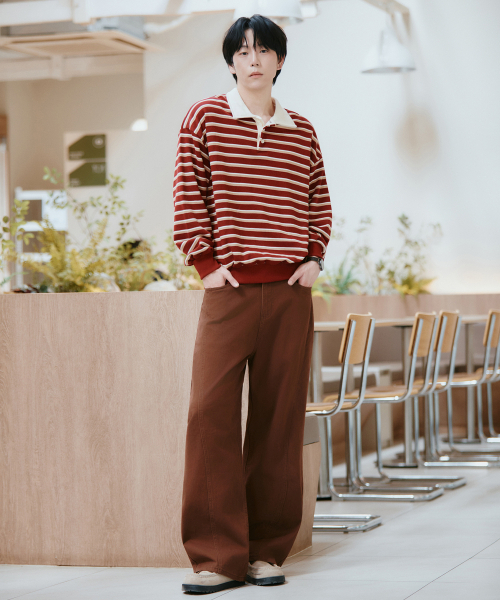GCLIP(ジクリップ)の「カーブド切替ライン ワイドチノパンツ_ブラウン(その他パンツ・メンズ・ブラウン・26/38/36/34/32/30/28)」の11枚目の写真