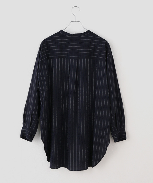JOURNAL STANDARD relume(ジャーナルスタンダード レリューム)の「ピンストライプチュニックシャツ(シャツ/ブラウス・レディース・ネイビー/ブラウン・FREE)」の3枚目の写真