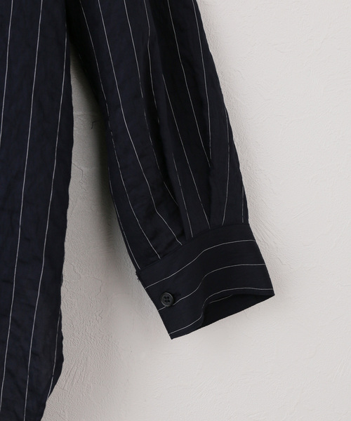 JOURNAL STANDARD relume(ジャーナルスタンダード レリューム)の「ピンストライプチュニックシャツ(シャツ/ブラウス・レディース・ネイビー/ブラウン・FREE)」の4枚目の写真