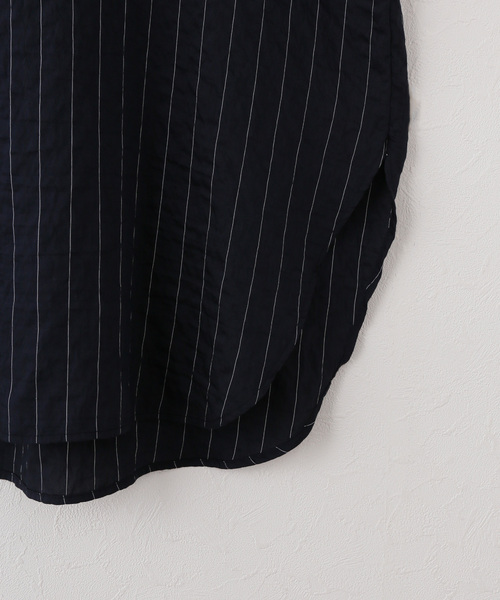 JOURNAL STANDARD relume(ジャーナルスタンダード レリューム)の「ピンストライプチュニックシャツ(シャツ/ブラウス・レディース・ネイビー/ブラウン・FREE)」の5枚目の写真