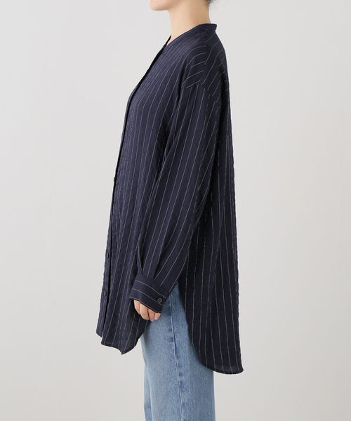 JOURNAL STANDARD relume(ジャーナルスタンダード レリューム)の「ピンストライプチュニックシャツ(シャツ/ブラウス・レディース・ネイビー/ブラウン・FREE)」の10枚目の写真