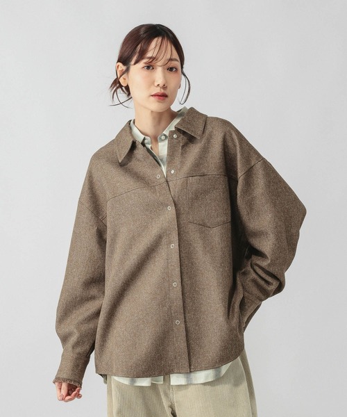GLOBAL WORK（グローバルワーク）の「ツイードライクフリンジシャツ/798167（シャツ/ブラウス・レディース・ベージュ系その他3/ダークグレー・LARGE/MEDIUM）」の12枚目の写真
