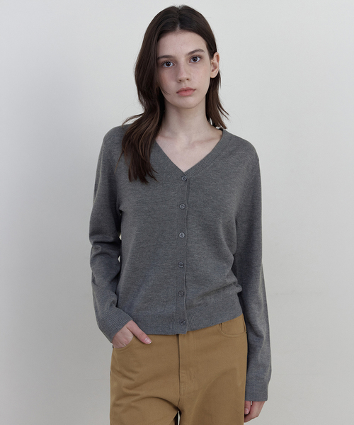 WEDNESDAYOASISFORWOMEN(ウェンズデー オアシス フォー ウーマン)の「NUK ウール Vネック カーディガン_GRAY(WCB6KN102)(カーディガン/ボレロ・レディース・ライトグレー・FREE)」の1枚目の写真