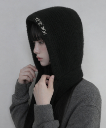 MOIREMOA（モアレモア）の「ステッチフーディマフラー - ブラック（ニットキャップ/ビーニー）」